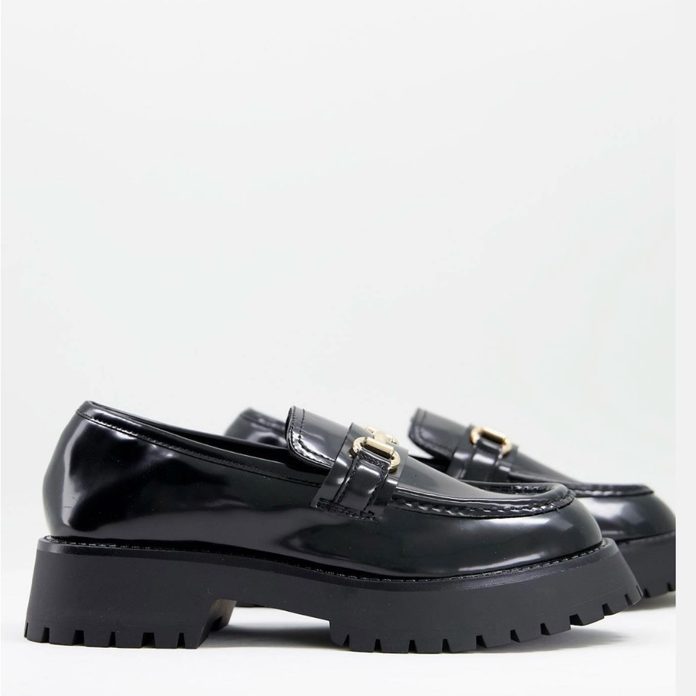 Black patent loafers